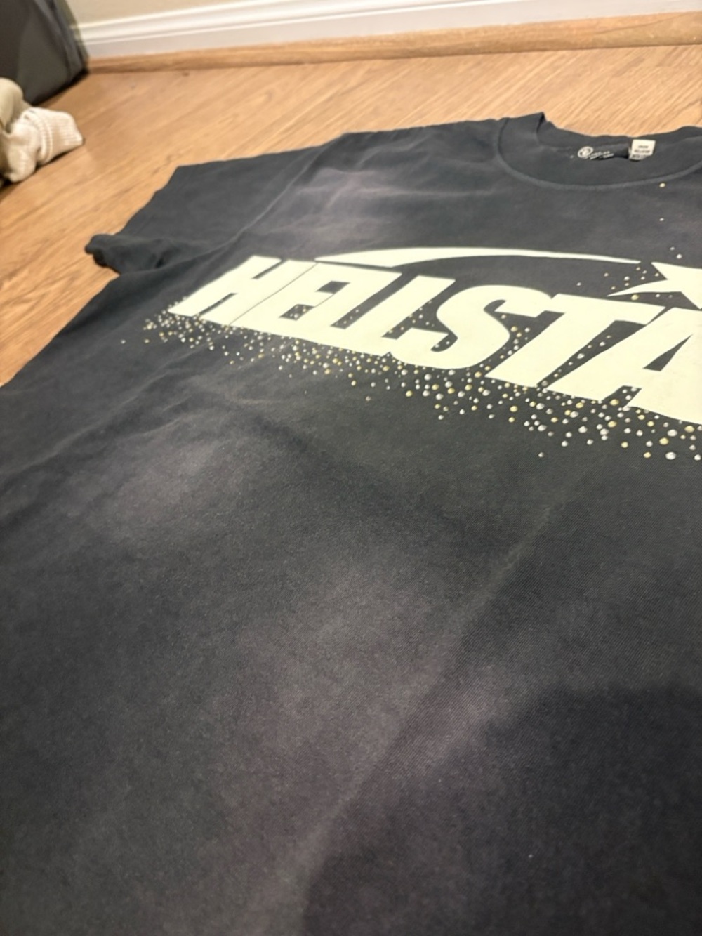 Black Hellstar Rhinestone Tee With Off-White Lettering - Picture 3 of 5